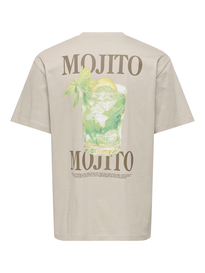 Onsfred Life Rlx Ss Print Tee Noos - Beige