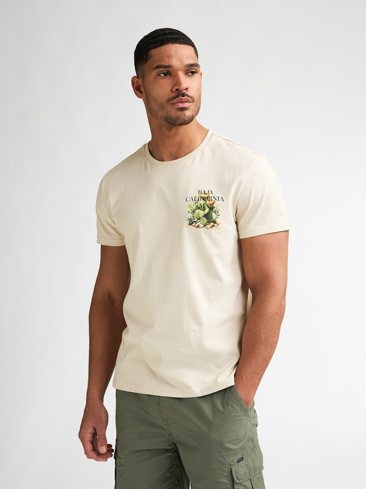 Men T-shirt Ss - Beige