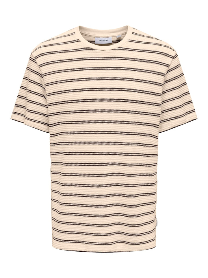 Onsian Reg Ss Stripe Struct Tee - Ecru Dessin