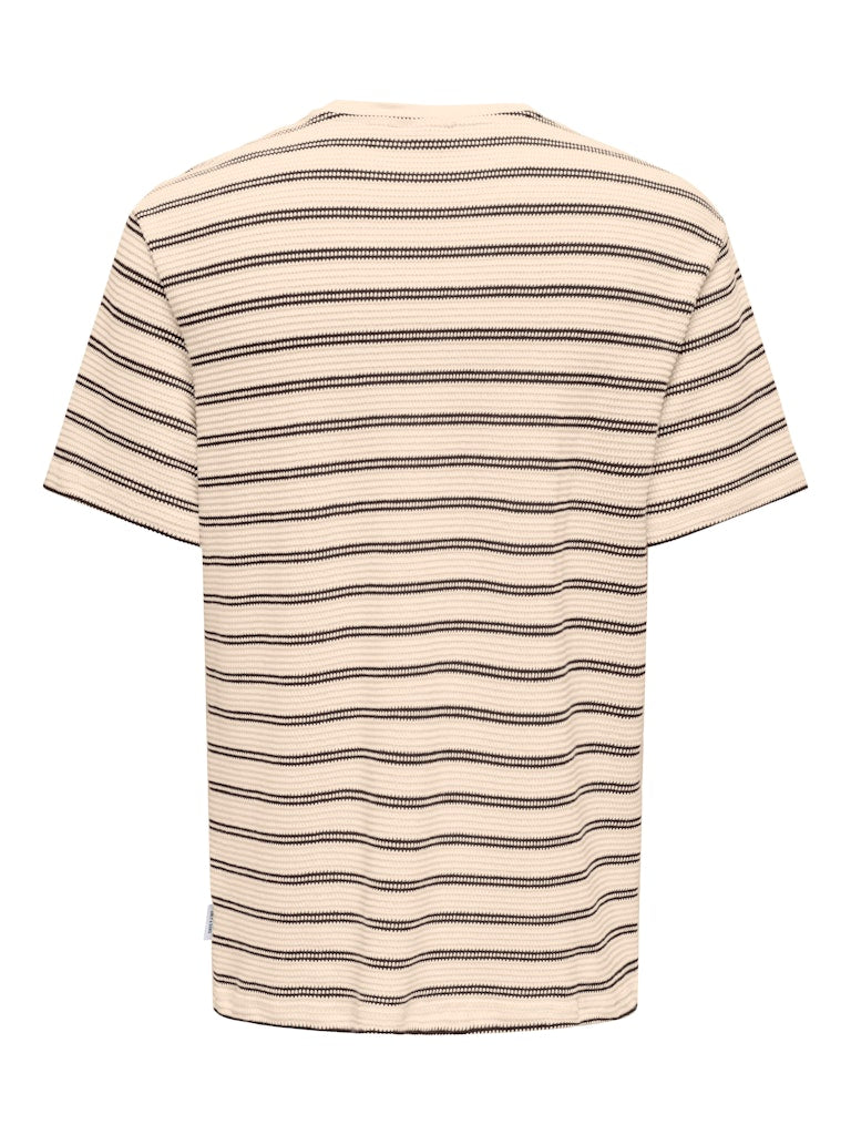 Onsian Reg Ss Stripe Struct Tee - Ecru Dessin