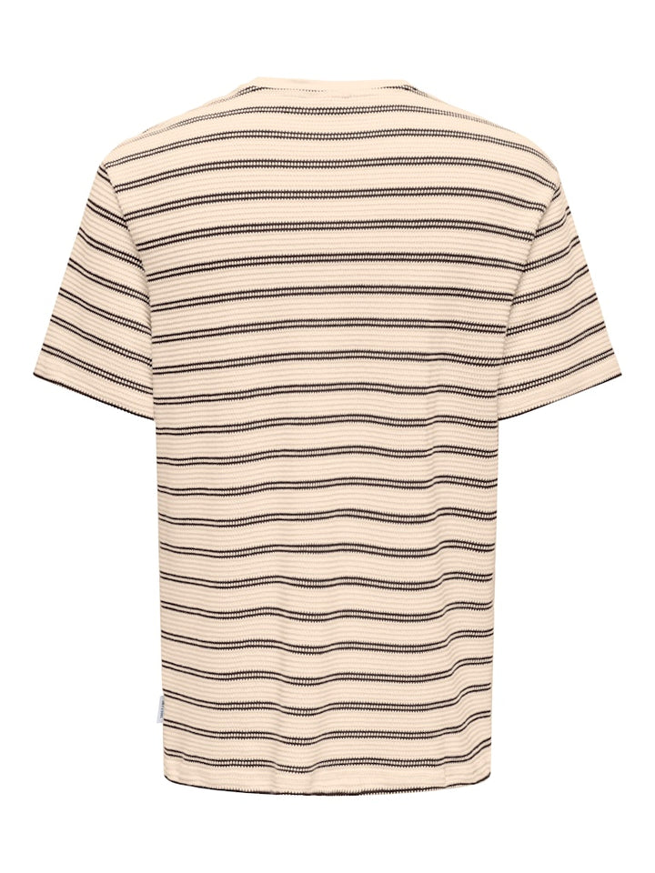 Onsian Reg Ss Stripe Struct Tee - Ecru Dessin