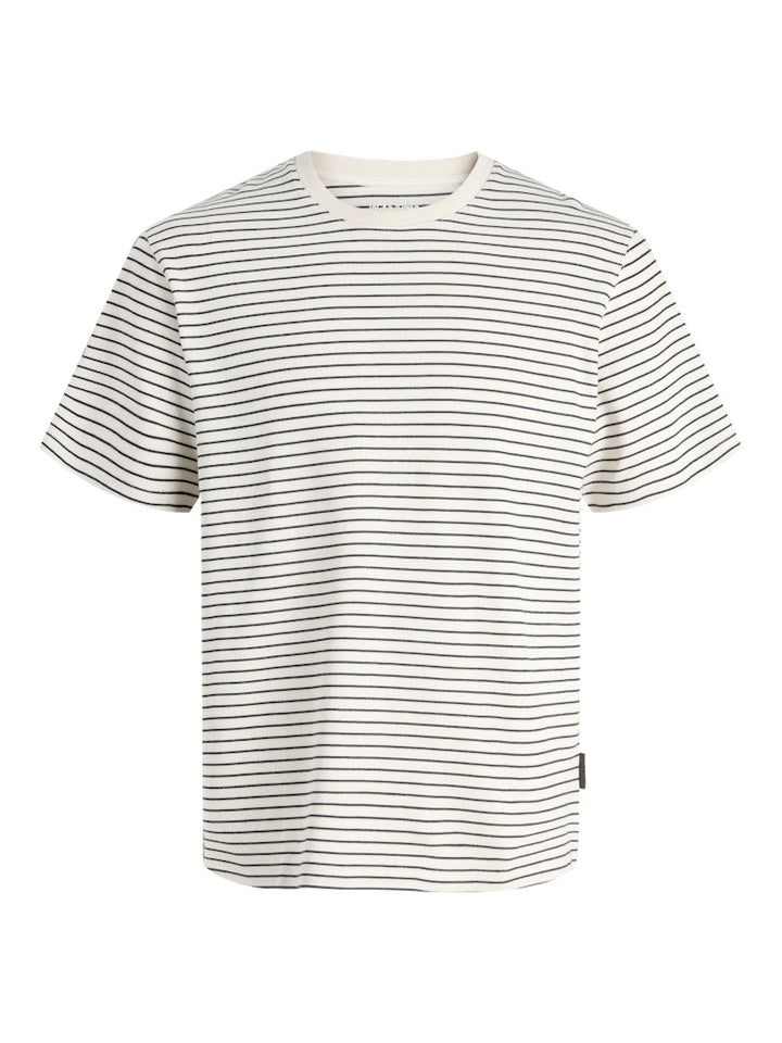 Jjedover Striped Tee Ss Crew Neck - Ecru Dessin