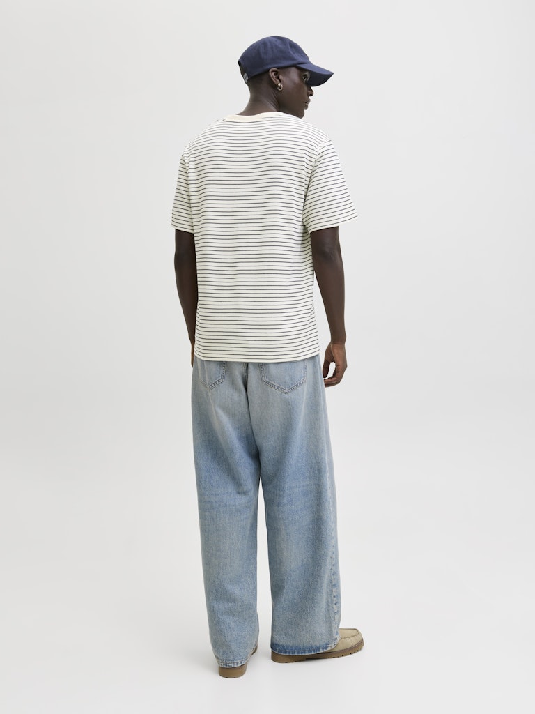 Jjedover Striped Tee Ss Crew Neck - Ecru Dessin