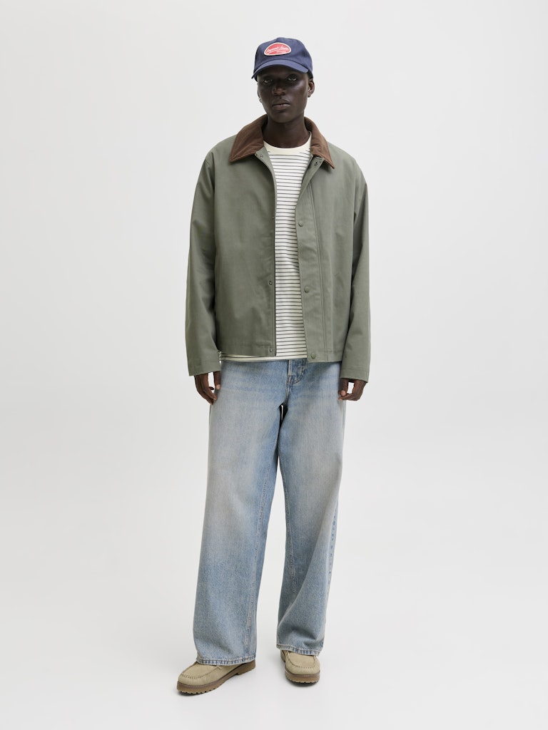 Jjedover Striped Tee Ss Crew Neck - Ecru Dessin