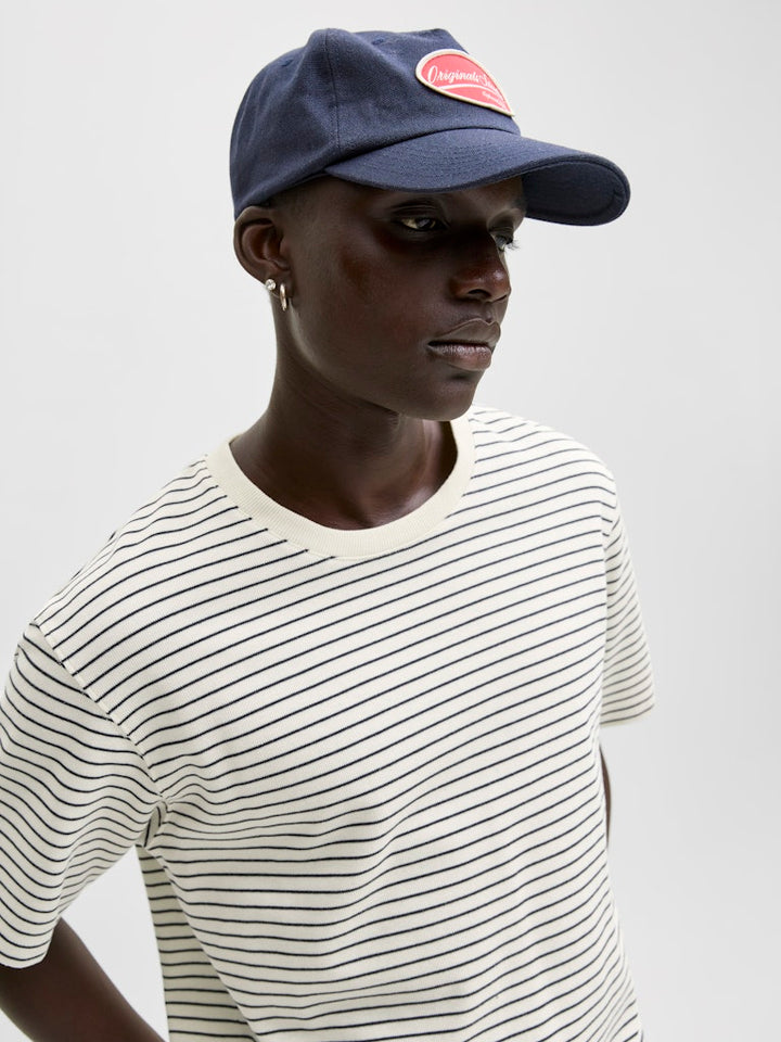 Jjedover Striped Tee Ss Crew Neck - Ecru Dessin