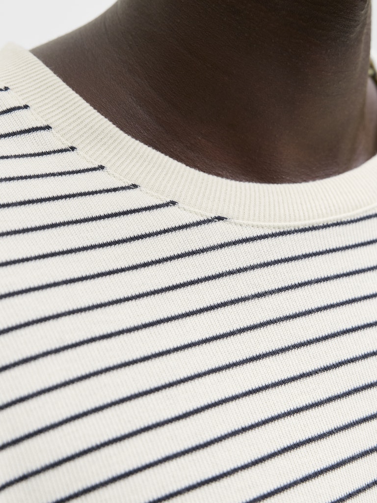 Jjedover Striped Tee Ss Crew Neck - Ecru Dessin