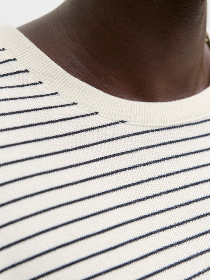 Jjedover Striped Tee Ss Crew Neck - Ecru Dessin
