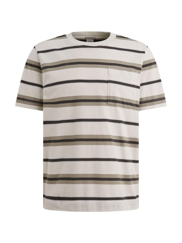 Short Sleeve R-neck Regular Fit St - Ecru Dessin