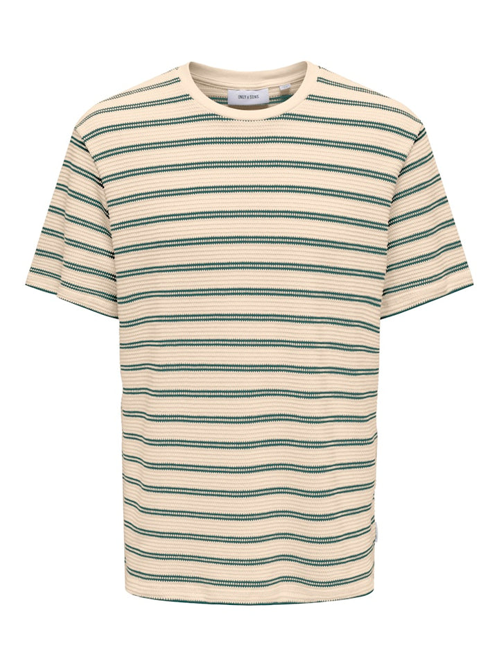 Onsian Reg Ss Stripe Struct Tee - Ecru Dessin