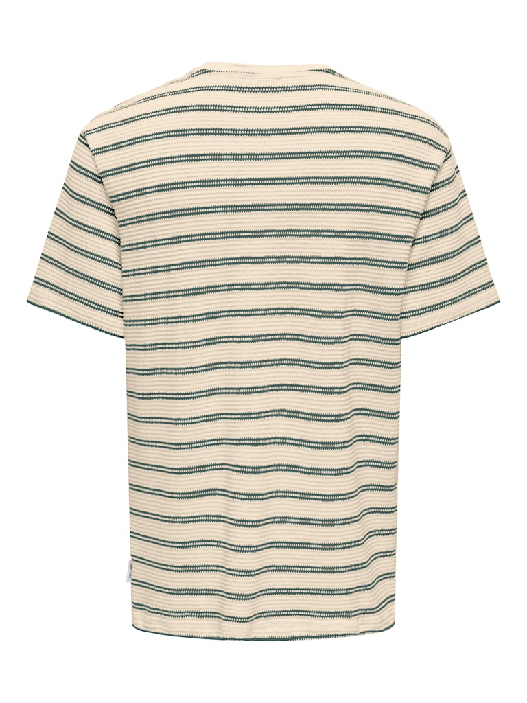 Onsian Reg Ss Stripe Struct Tee - Ecru Dessin