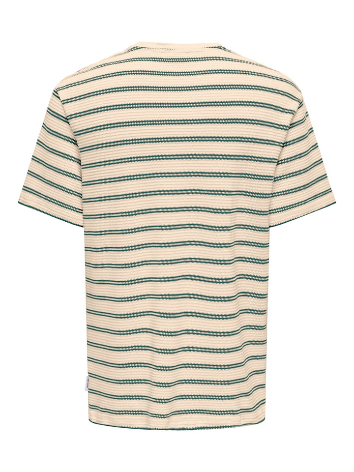 Onsian Reg Ss Stripe Struct Tee - Ecru Dessin