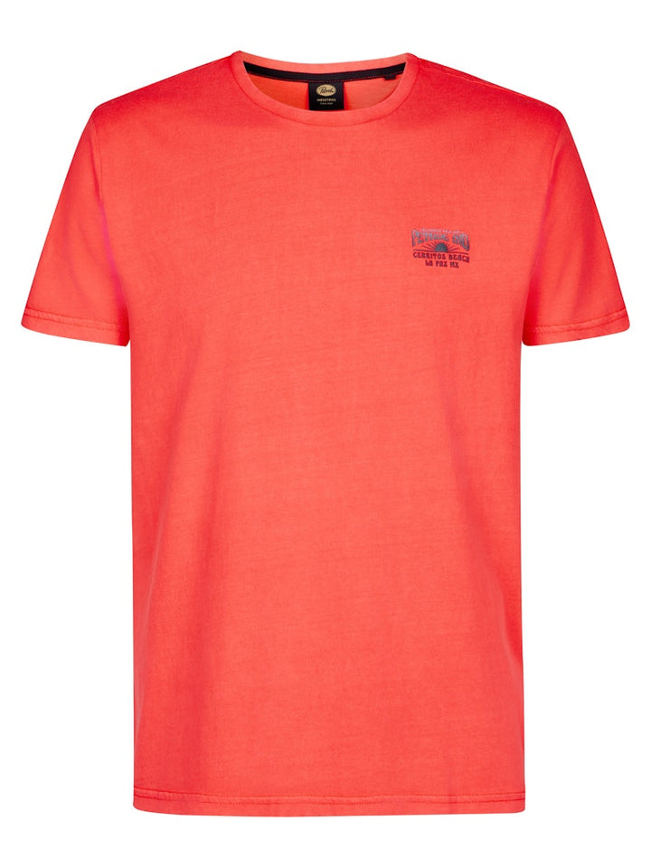 Men T-shirt Ss Classic Print - Neon Oranje
