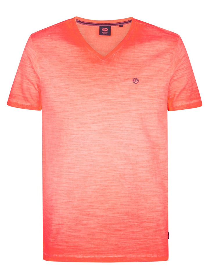 Men T-shirt Ss V-neck - Oranje Dessin
