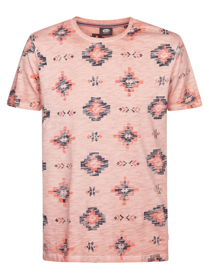 Men T-shirt Ss Classic Print - Oranje Dessin