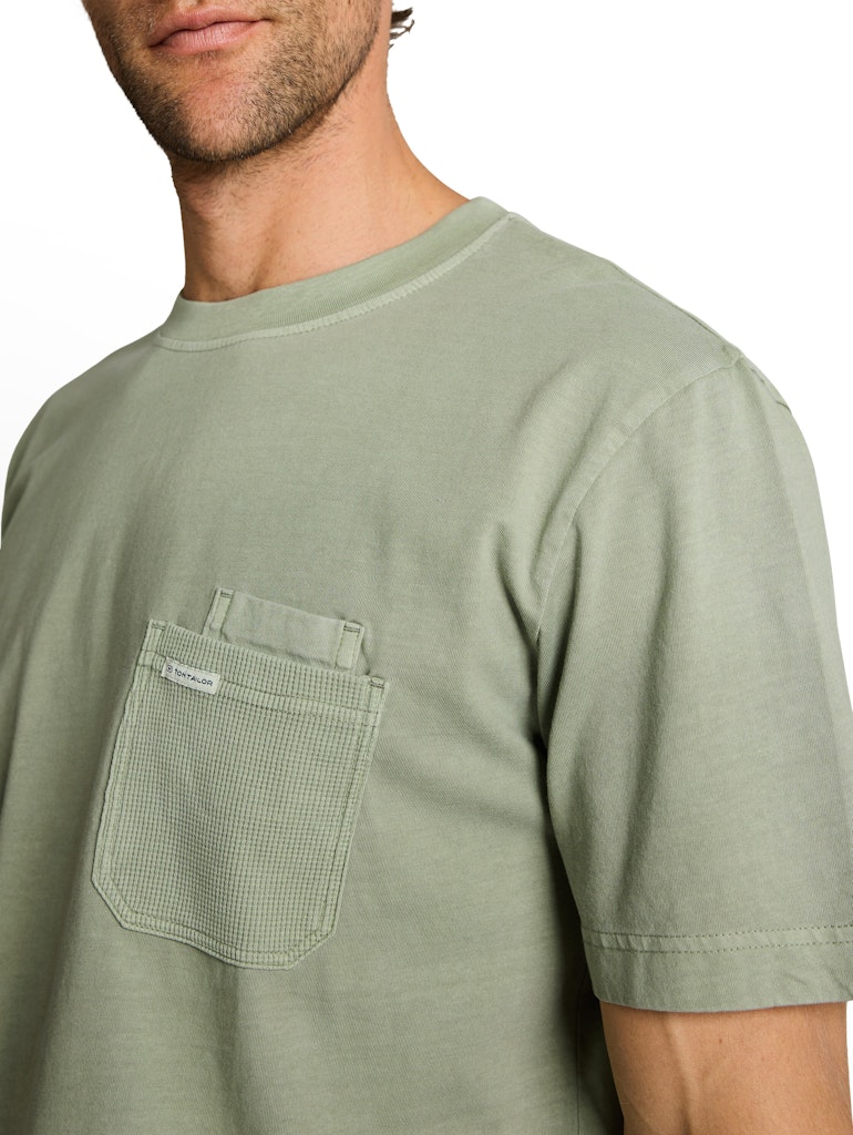 Garment Dyed T-shirt Pocket - Olijf