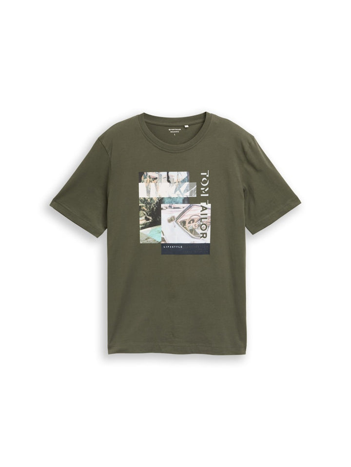 Foto Print T-shirt - Olijf