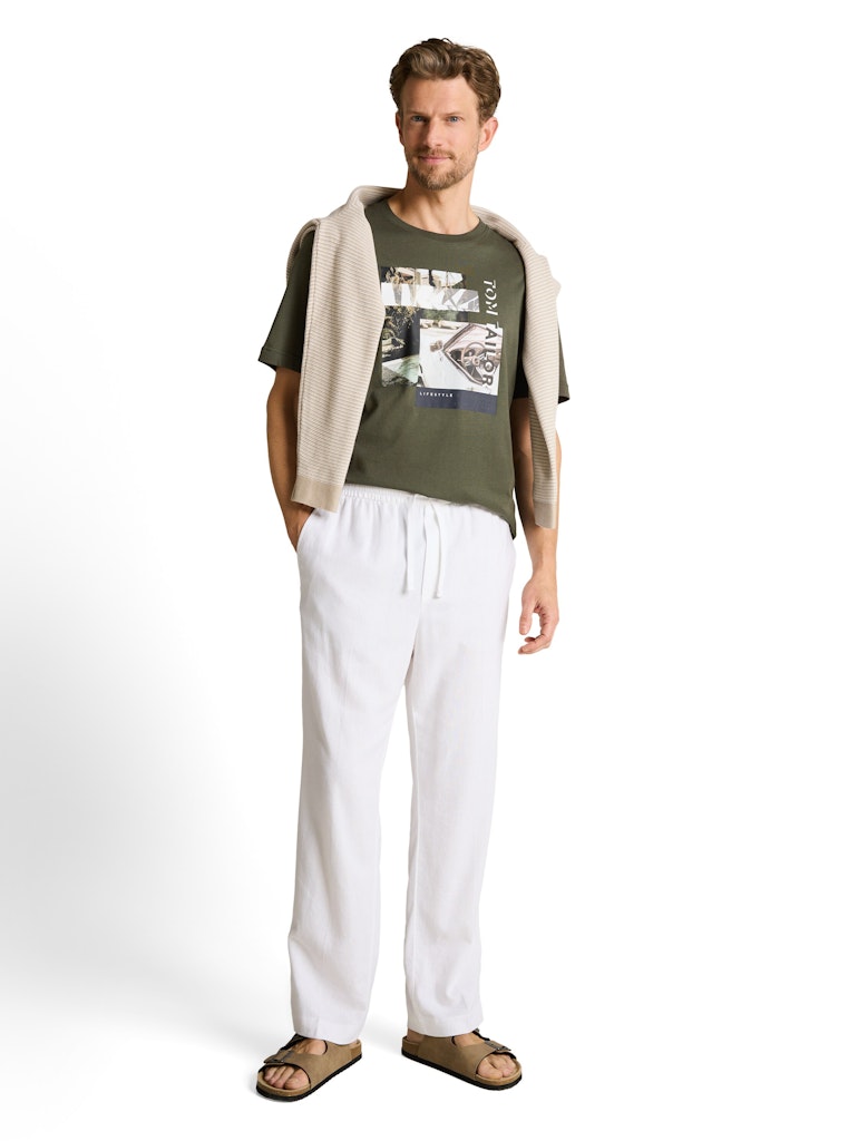 Foto Print T-shirt - Olijf