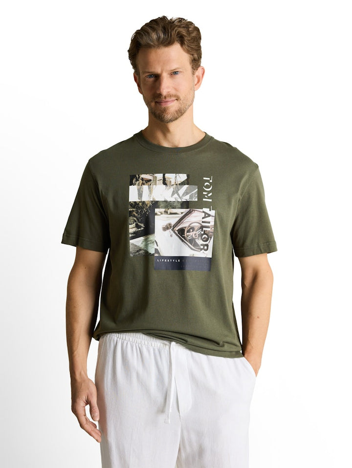 Foto Print T-shirt - Olijf