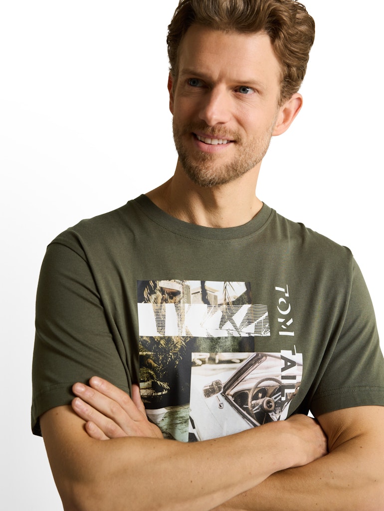 Foto Print T-shirt - Olijf