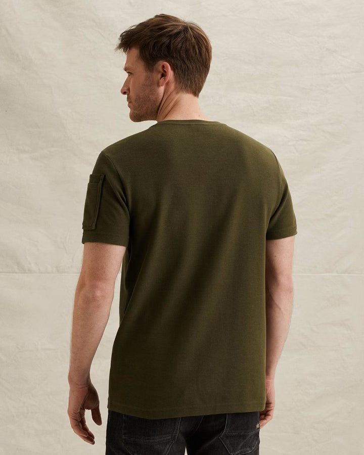 Short Sleeve R-neck Structured Piq - Army