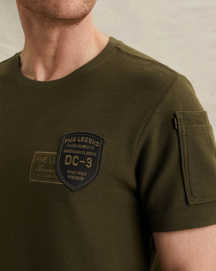 Short Sleeve R-neck Structured Piq - Army