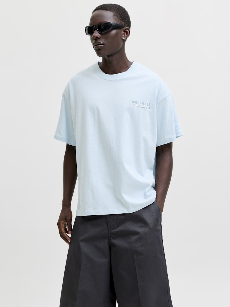 Jcoeterna Script Back Print Tee Ss Sa26 - Lichtblauw