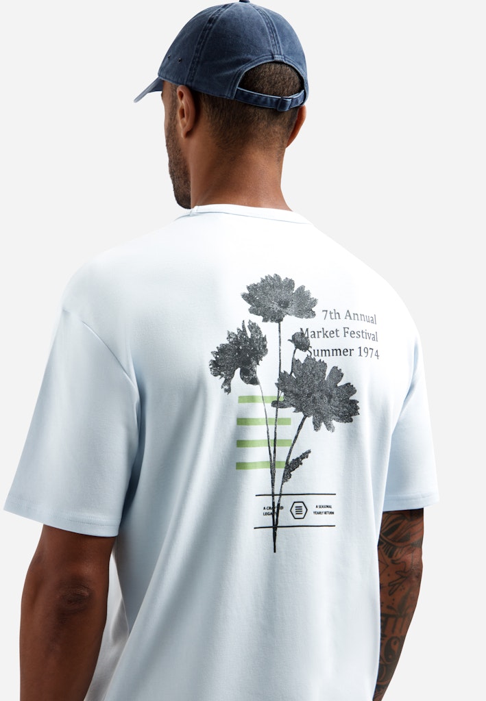 T-shirt Crewneck Heavy Interlock Artwork - Lichtblauw