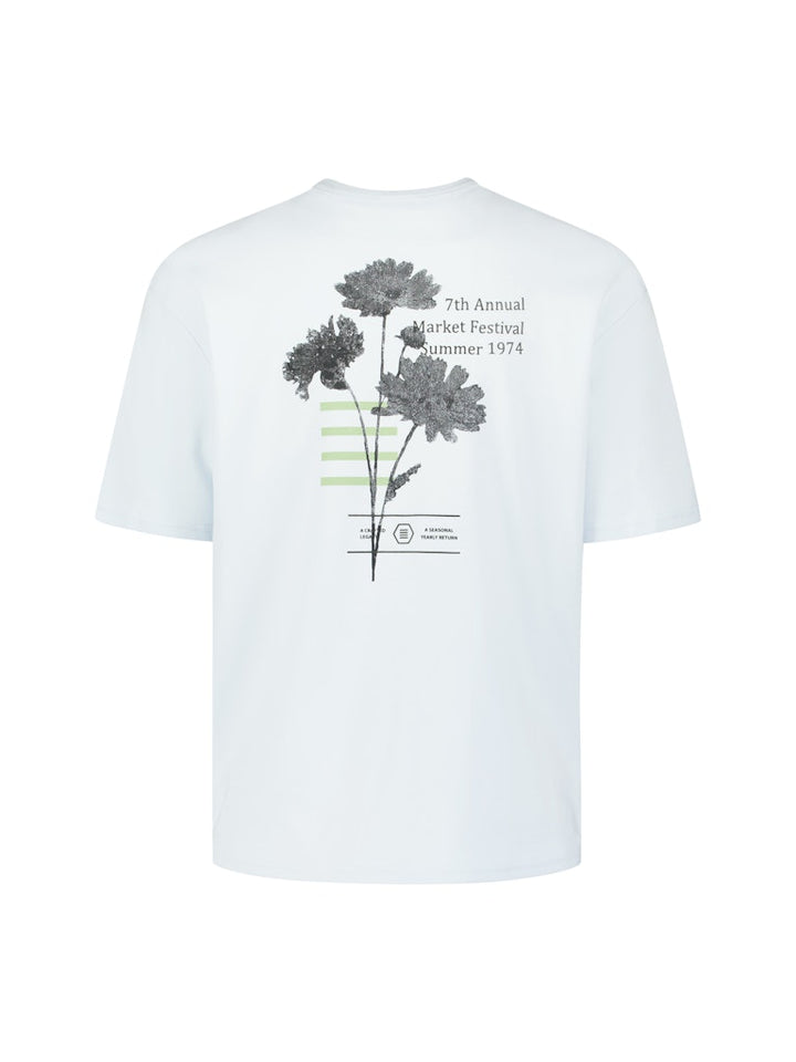 T-shirt Crewneck Heavy Interlock Artwork - Lichtblauw