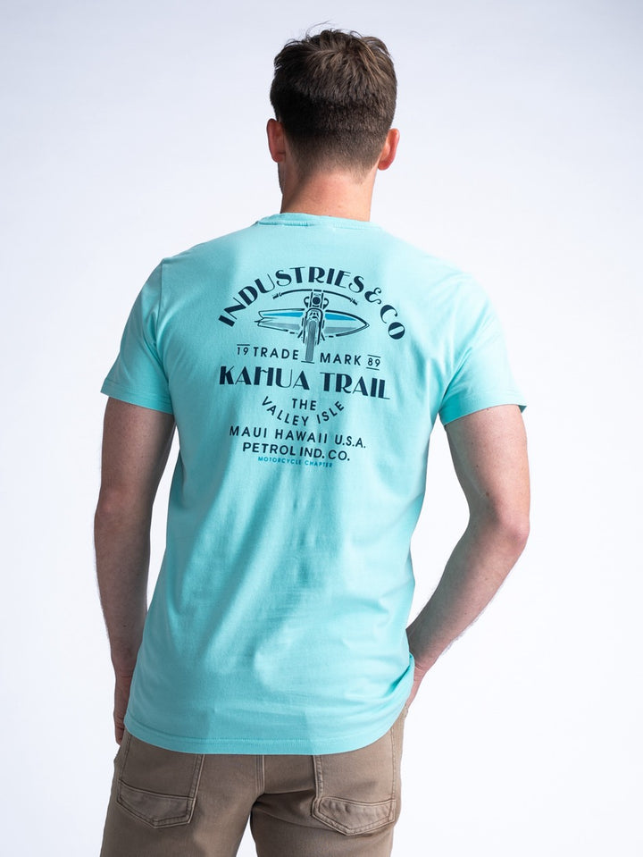 Men T-shirt Ss Classic Print - Aqua