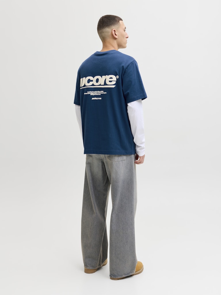 Jcoclub Back Text Prnt Tee Ss Crew Neck - Rafblauw