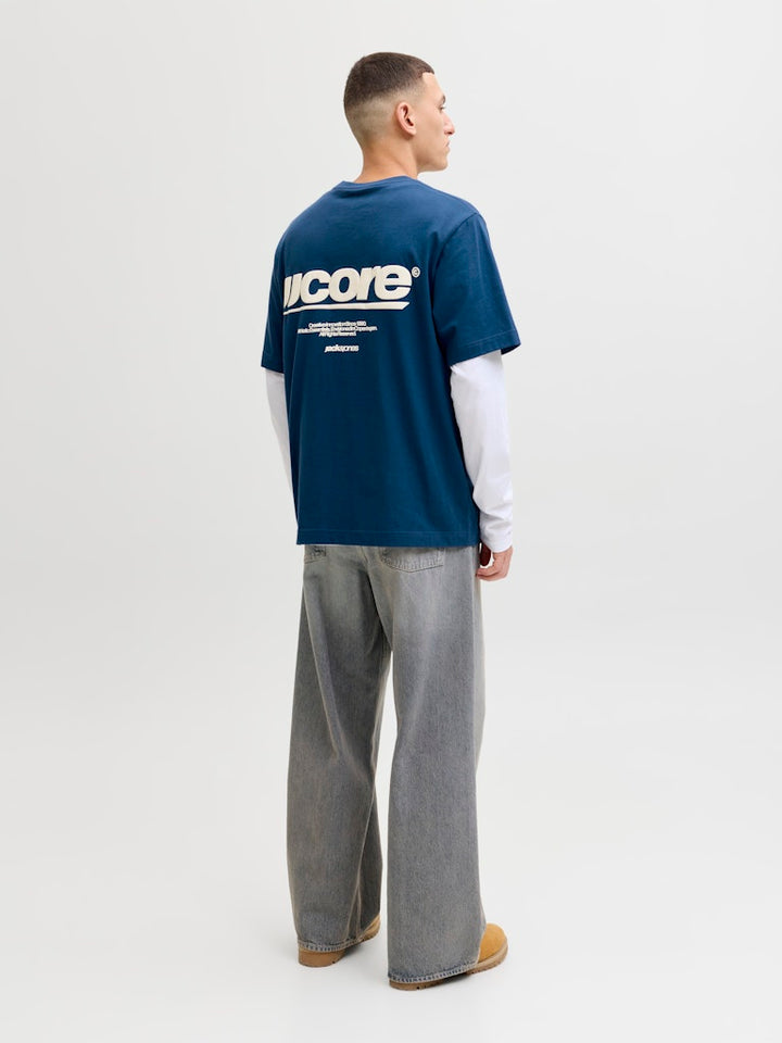 Jcoclub Back Text Prnt Tee Ss Crew Neck - Rafblauw
