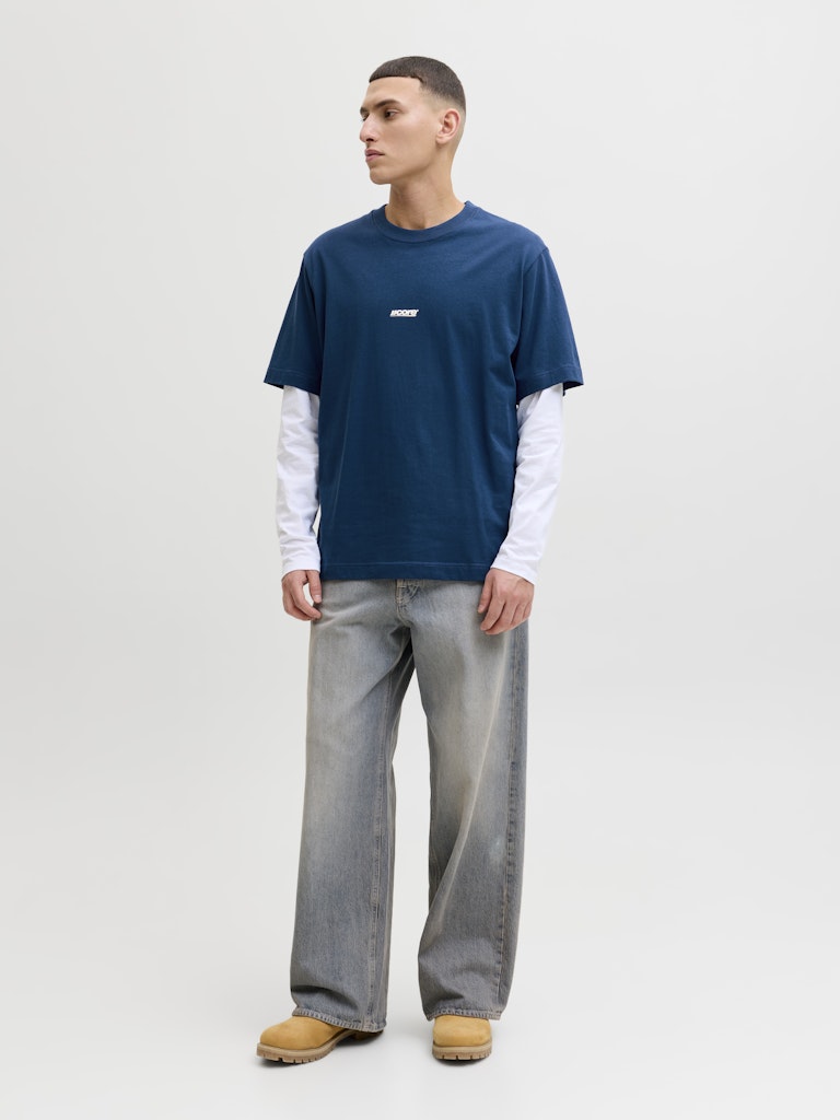 Jcoclub Back Text Prnt Tee Ss Crew Neck - Rafblauw