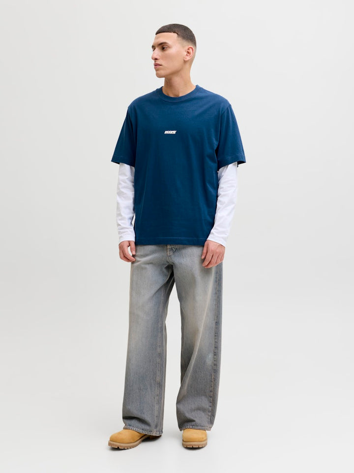 Jcoclub Back Text Prnt Tee Ss Crew Neck - Rafblauw