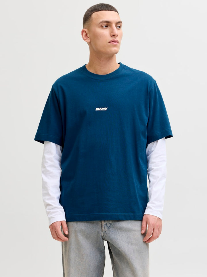 Jcoclub Back Text Prnt Tee Ss Crew Neck - Rafblauw