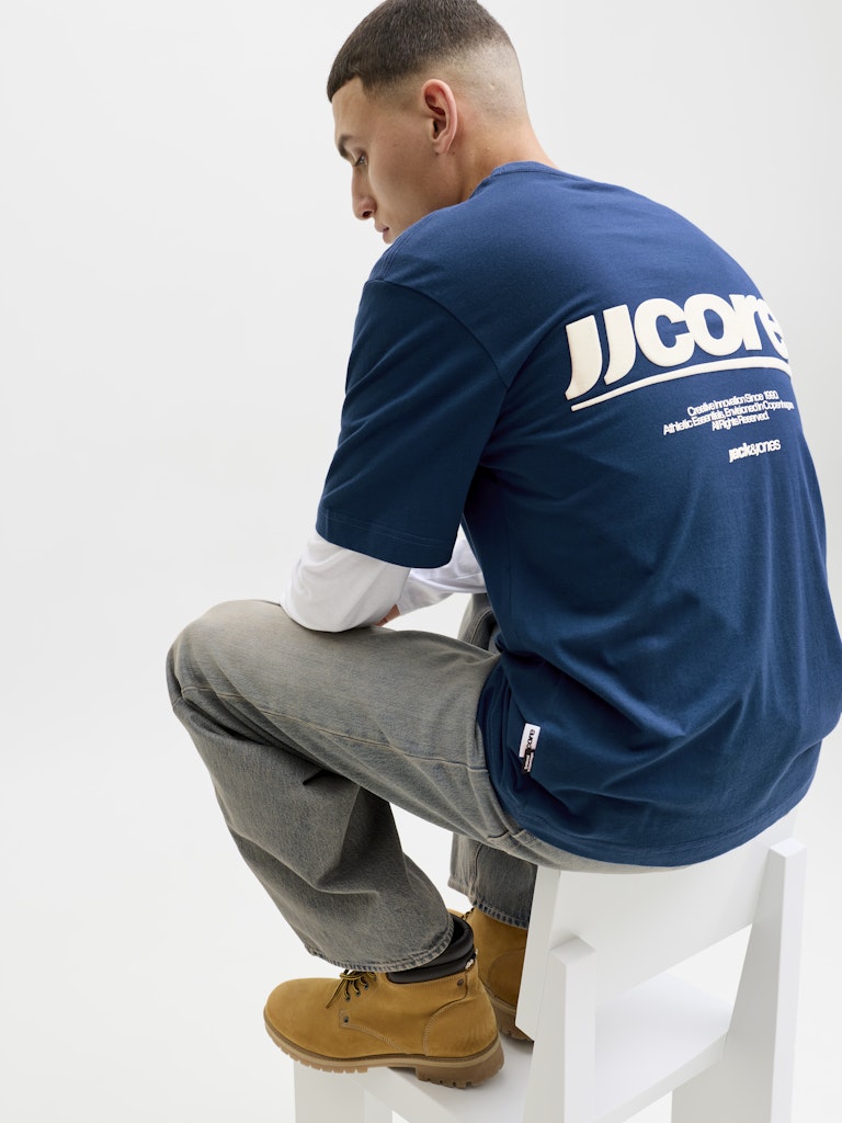 Jcoclub Back Text Prnt Tee Ss Crew Neck - Rafblauw