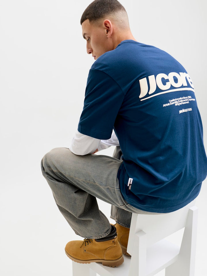 Jcoclub Back Text Prnt Tee Ss Crew Neck - Rafblauw