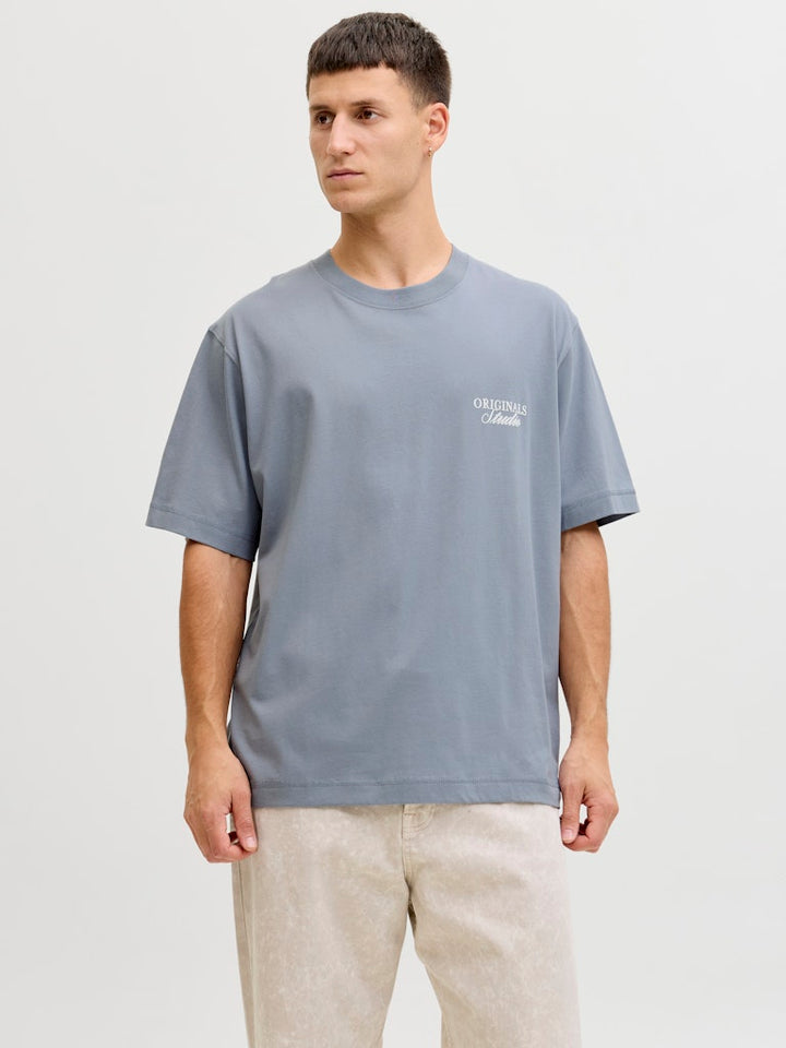 Jornorrebro Typo Tee Ss Crew Neck Noos - Rafblauw