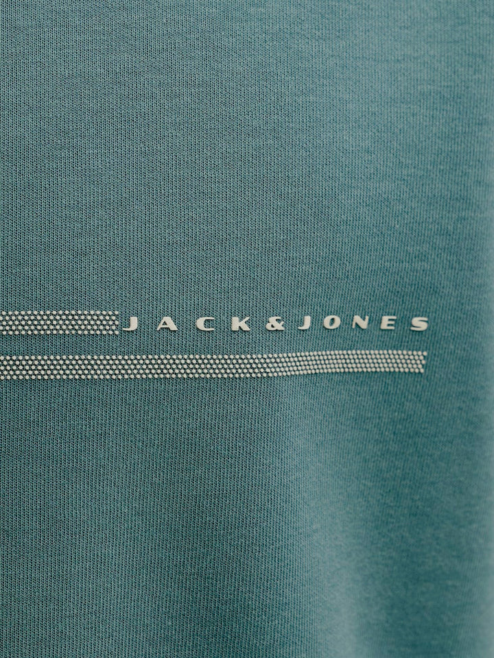 Jcofusion Chest Brand Tee Ss Crew Sn - Petrol Blauw