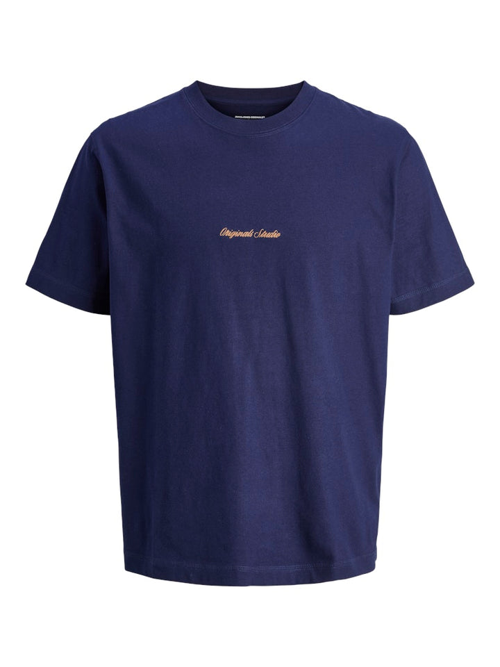 Jornorrebro Emb Tee Ss Crew Neck Noos - Navy