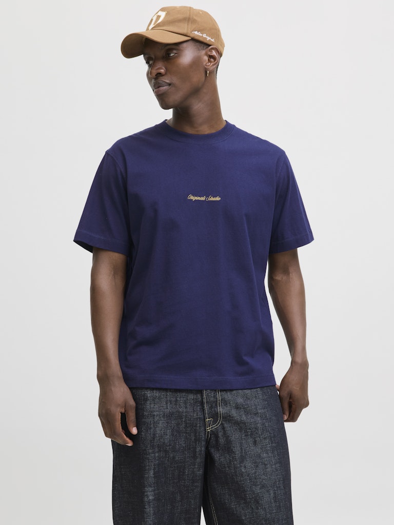 Jornorrebro Emb Tee Ss Crew Neck Noos - Navy