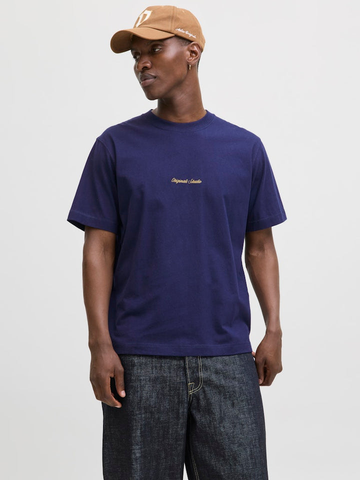 Jornorrebro Emb Tee Ss Crew Neck Noos - Navy