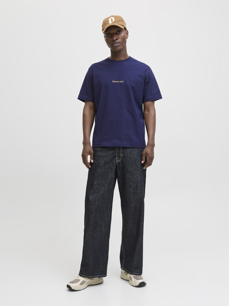 Jornorrebro Emb Tee Ss Crew Neck Noos - Navy