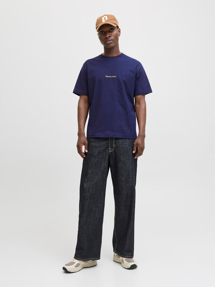 Jornorrebro Emb Tee Ss Crew Neck Noos - Navy