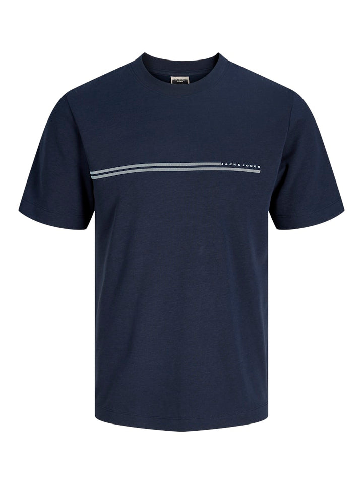 Jcofusion Chest Brand Tee Ss Crew Sn - Navy
