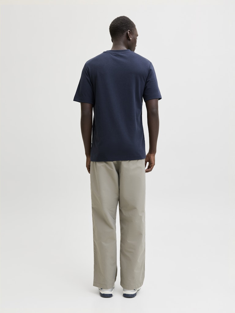 Jcofusion Chest Brand Tee Ss Crew Sn - Navy