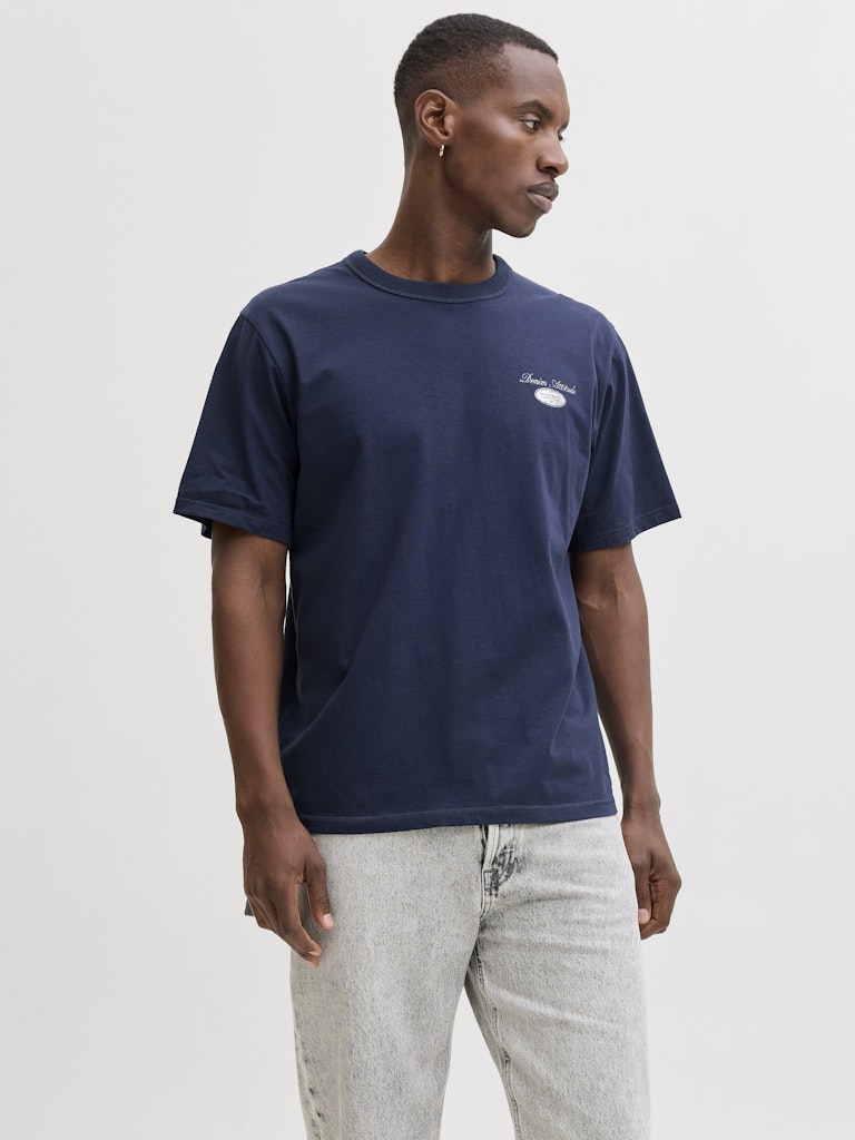 Jjedover Graphic Tee Ss Crew Neck - Navy