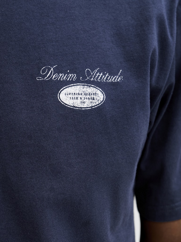Jjedover Graphic Tee Ss Crew Neck - Navy