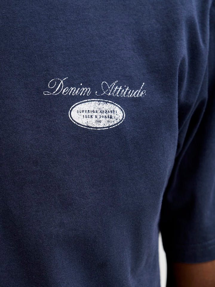 Jjedover Graphic Tee Ss Crew Neck - Navy