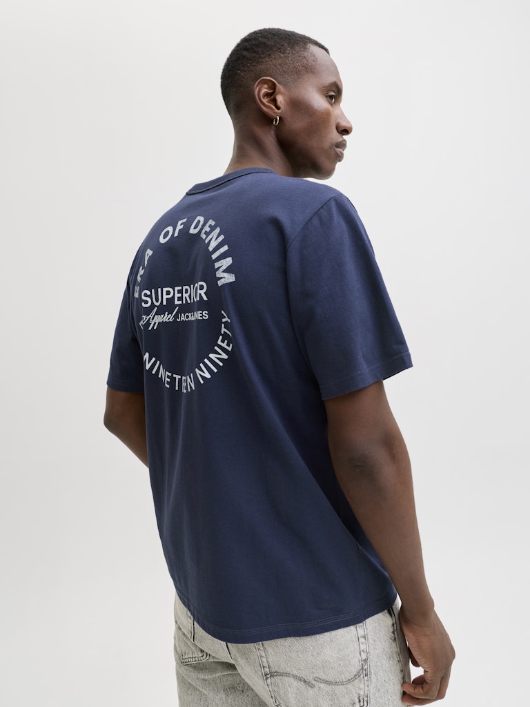 Jjedover Graphic Tee Ss Crew Neck - Navy
