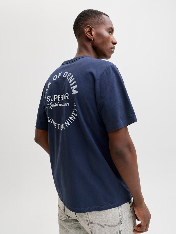 Jjedover Graphic Tee Ss Crew Neck - Navy